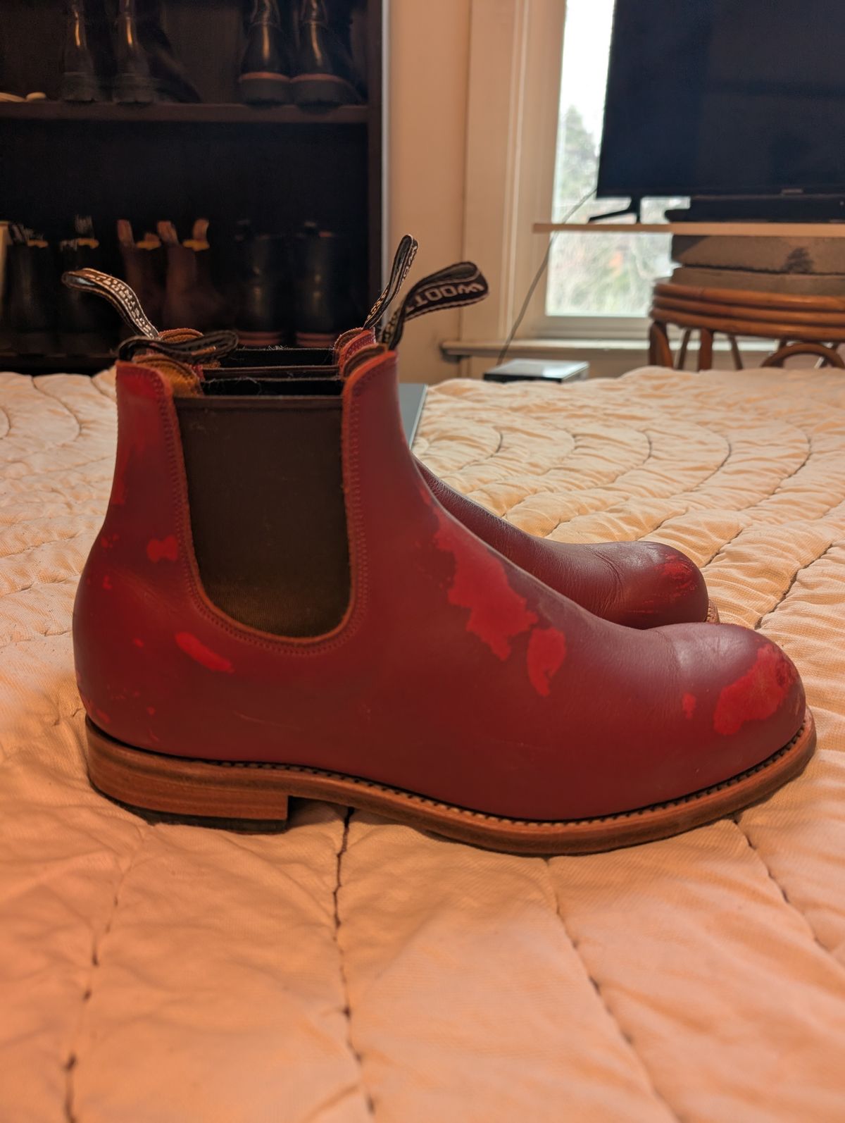 Photo by ninjagin on April 3, 2025 of the Wootten Jack Gusset in Bowden Red.