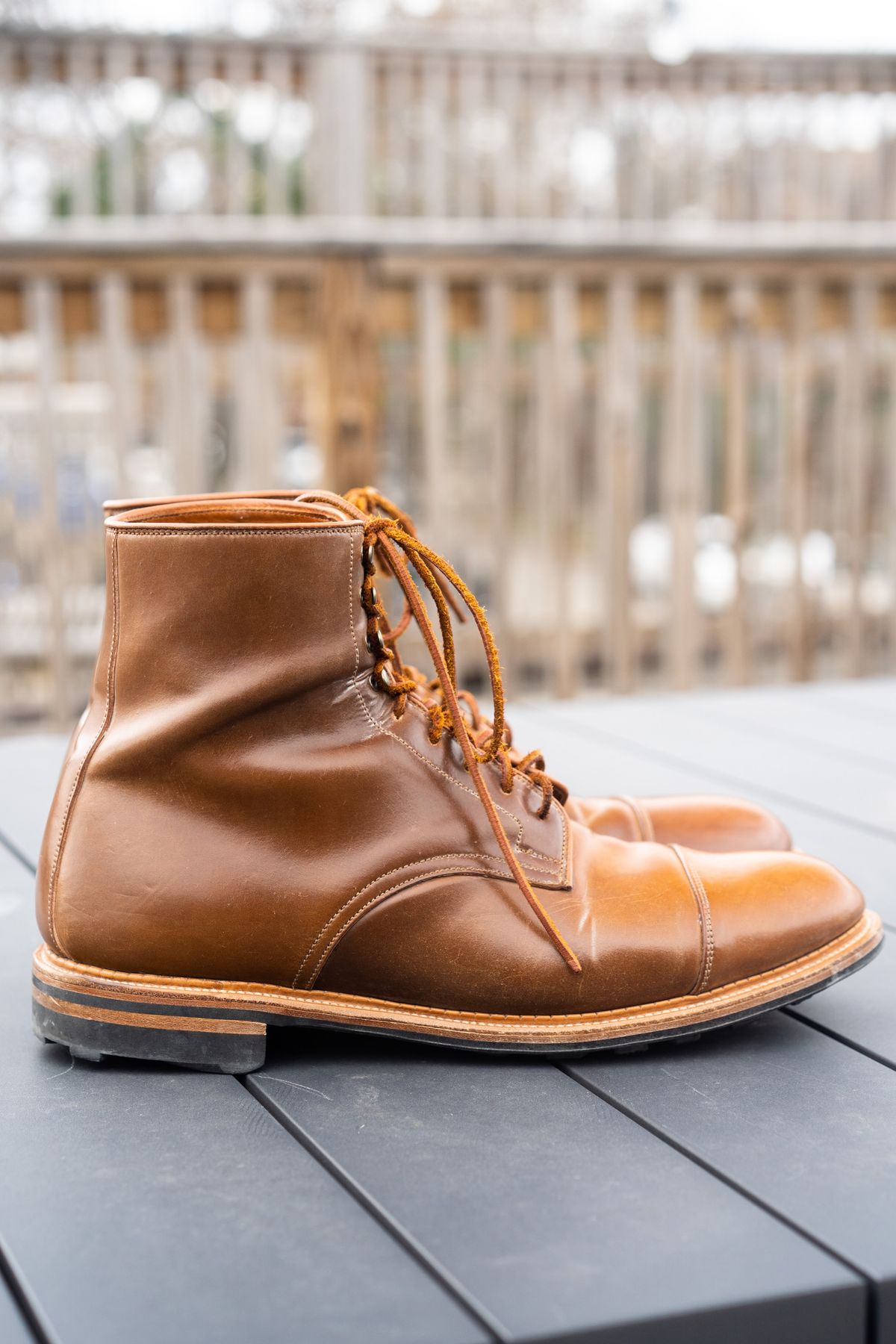 Photo by varnu on December 2, 2022 of the Viberg Halkett in Horween Bourbon Shell Cordovan.