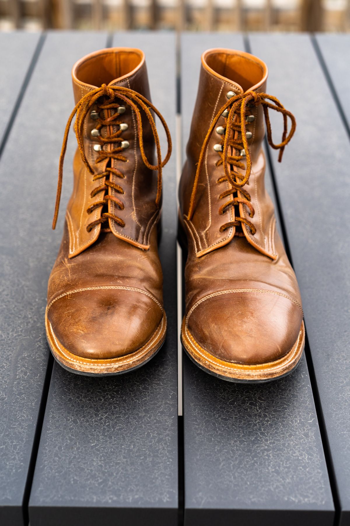 Photo by varnu on January 3, 2023 of the Viberg Halkett in Horween Bourbon Shell Cordovan.