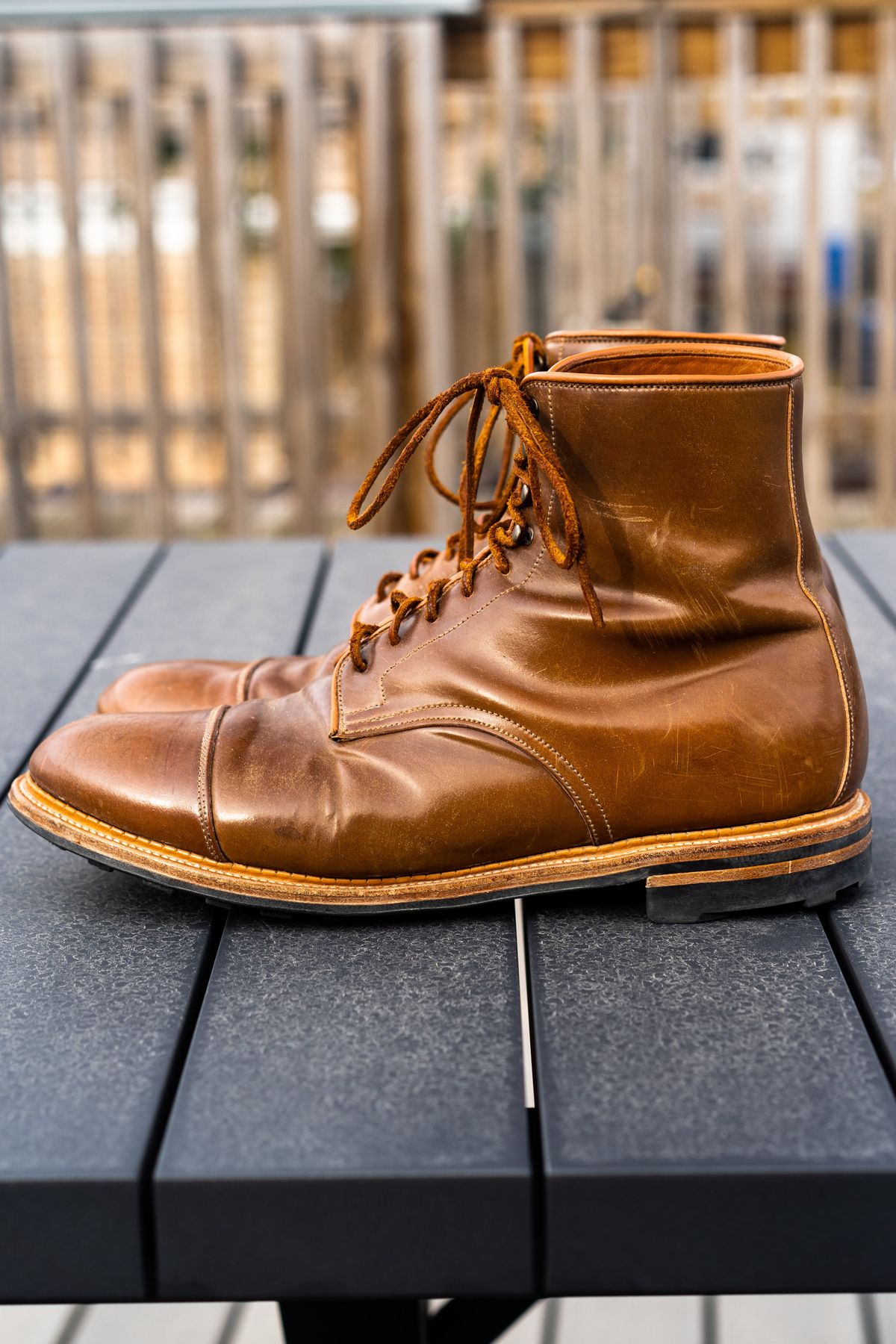 Photo by varnu on January 3, 2023 of the Viberg Halkett in Horween Bourbon Shell Cordovan.