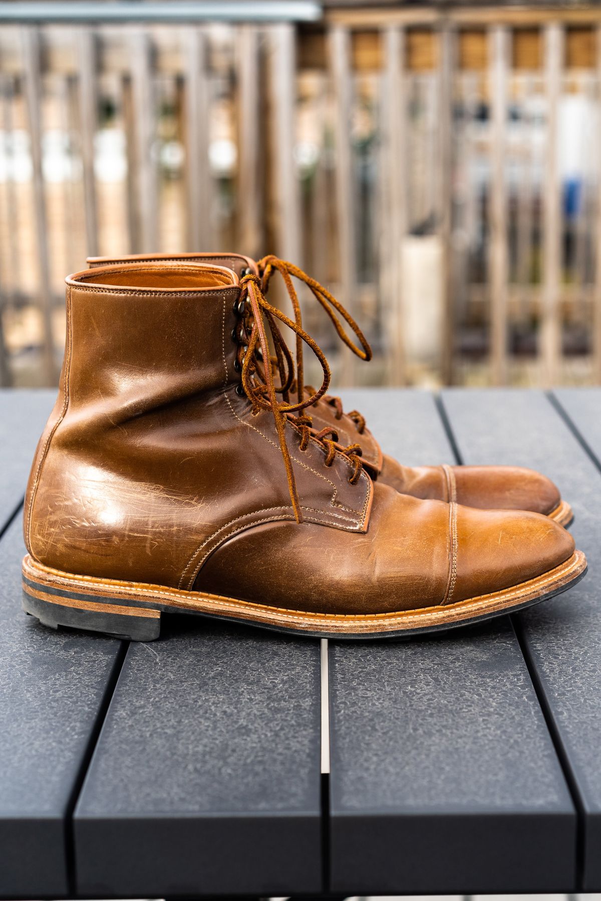 Photo by varnu on January 3, 2023 of the Viberg Halkett in Horween Bourbon Shell Cordovan.