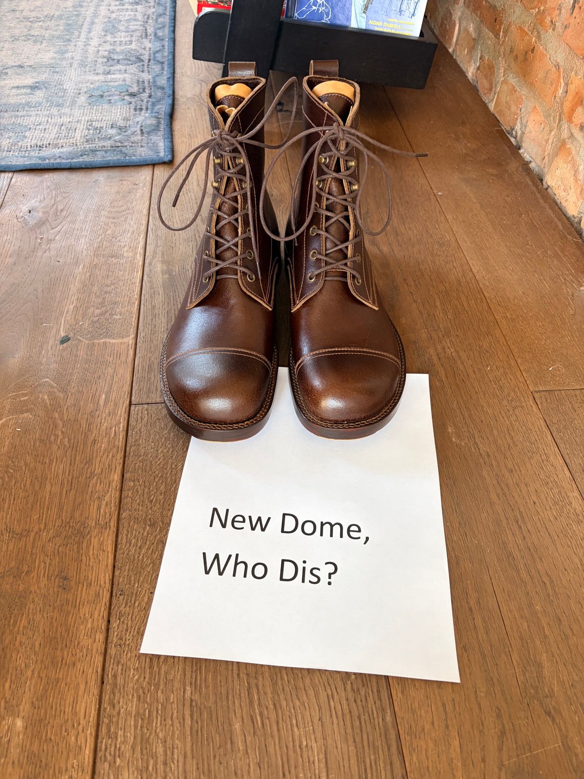 Photo by varnu on October 2, 2025 of the Caswell Boot Company x Fortis in Horween Tan Waxed Flesh.