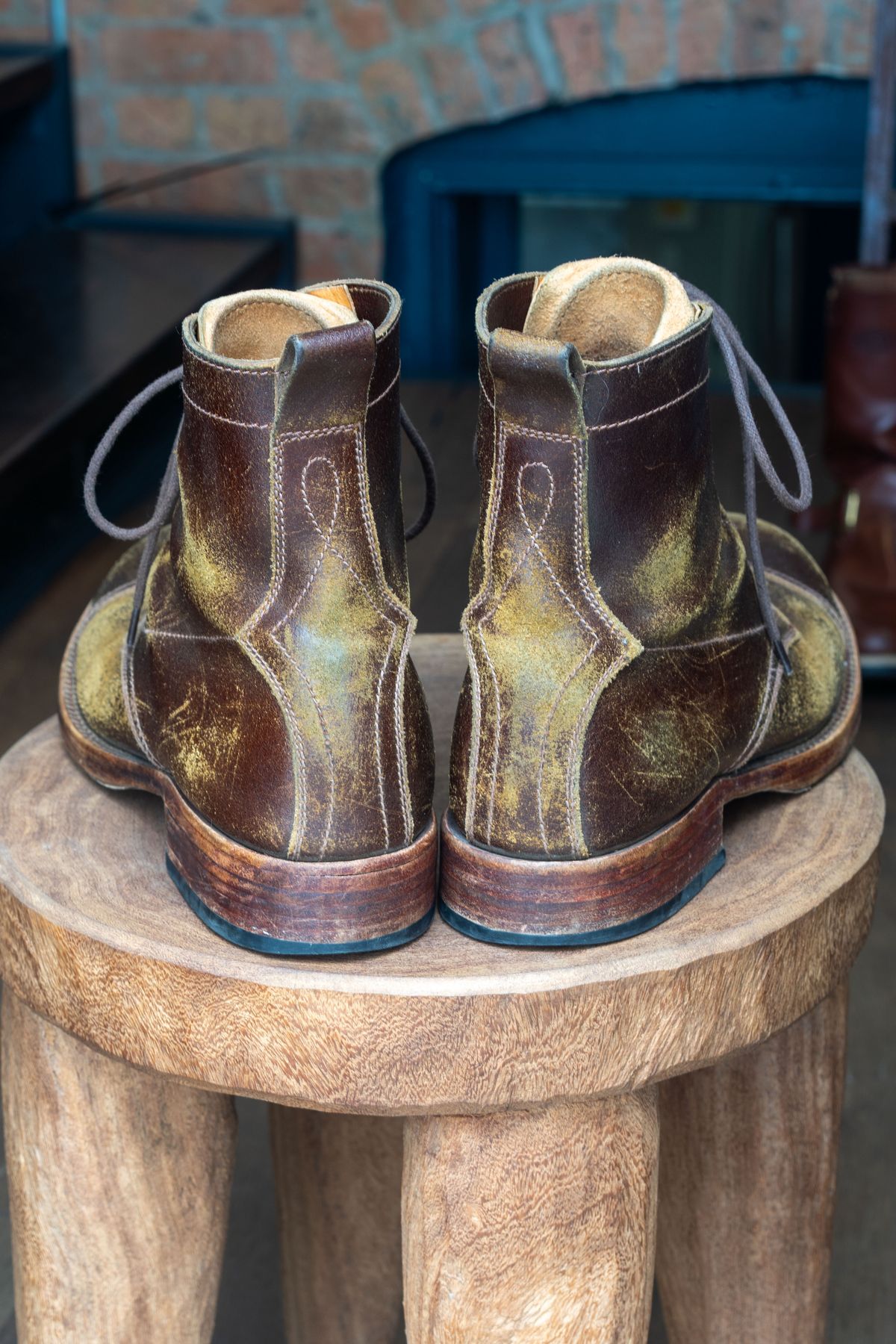 Photo by varnu on April 2, 2026 of the Caswell Boot Company x Fortis in Horween Tan Waxed Flesh.
