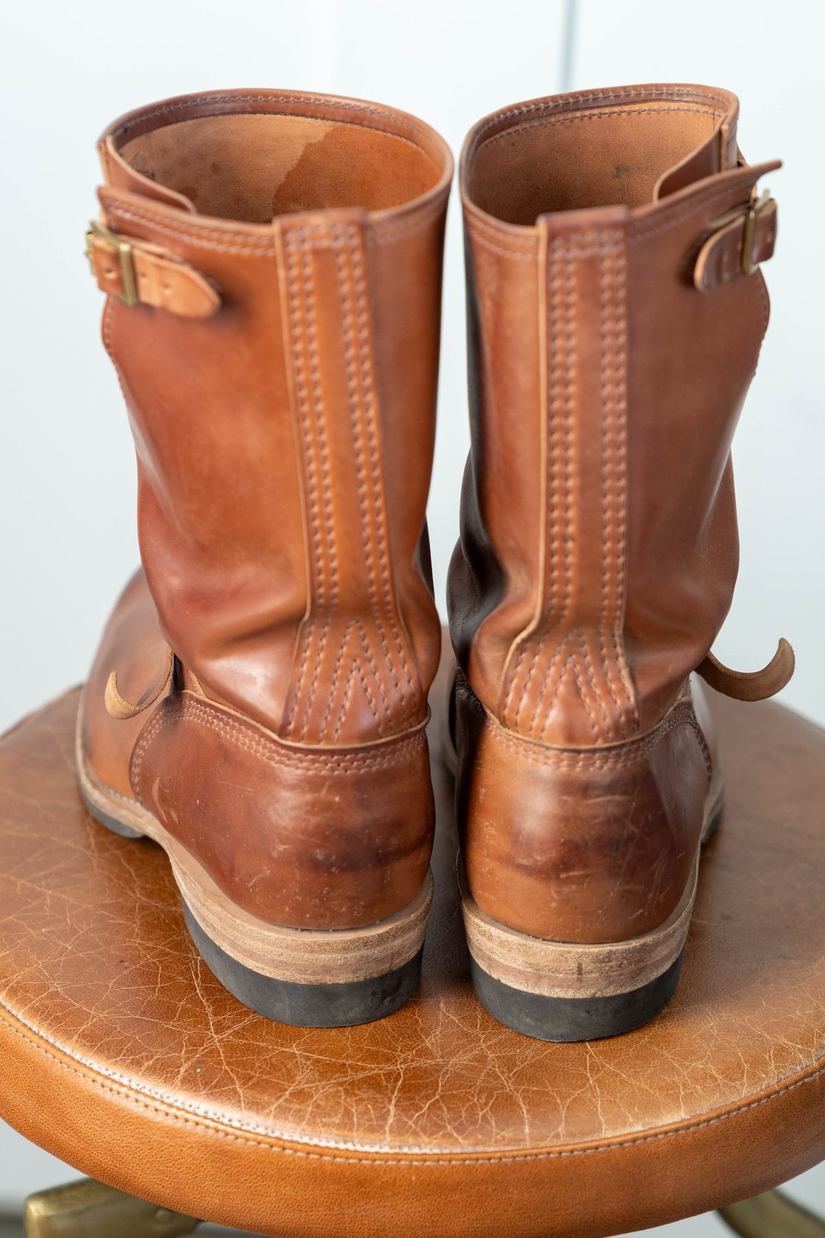 Photo by varnu on November 4, 2025 of the Wesco Mister Lou in Shinki Unglazed Natural Shell Cordovan.