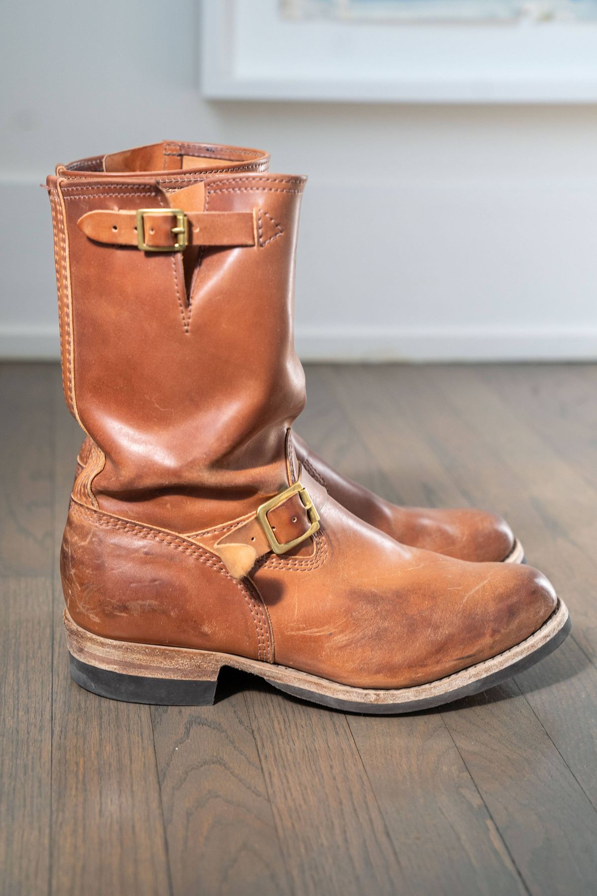 Photo by varnu on January 3, 2026 of the Wesco Mister Lou in Shinki Unglazed Natural Shell Cordovan.