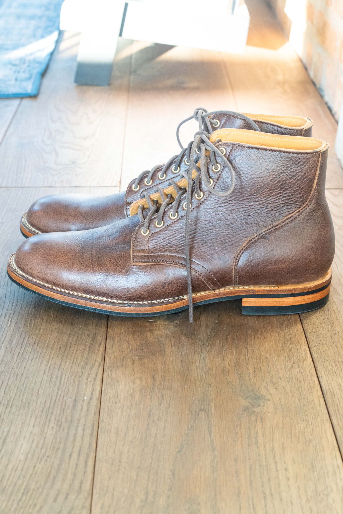 Photo by varnu on October 1, 2024 of the Viberg Service Boot in C.F. Stead Snuff Naked Kudu.
