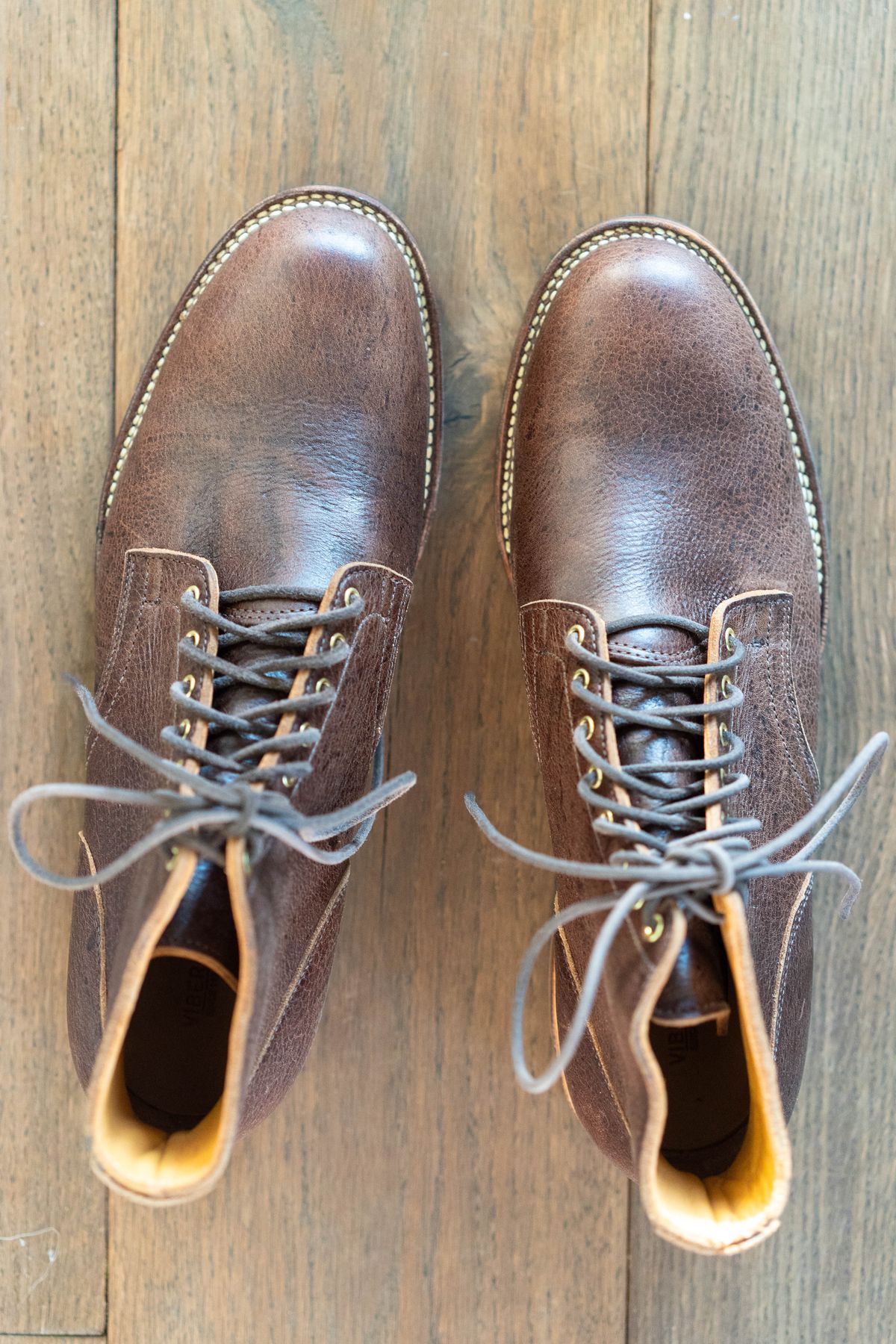 Photo by varnu on October 1, 2024 of the Viberg Service Boot in C.F. Stead Snuff Naked Kudu.