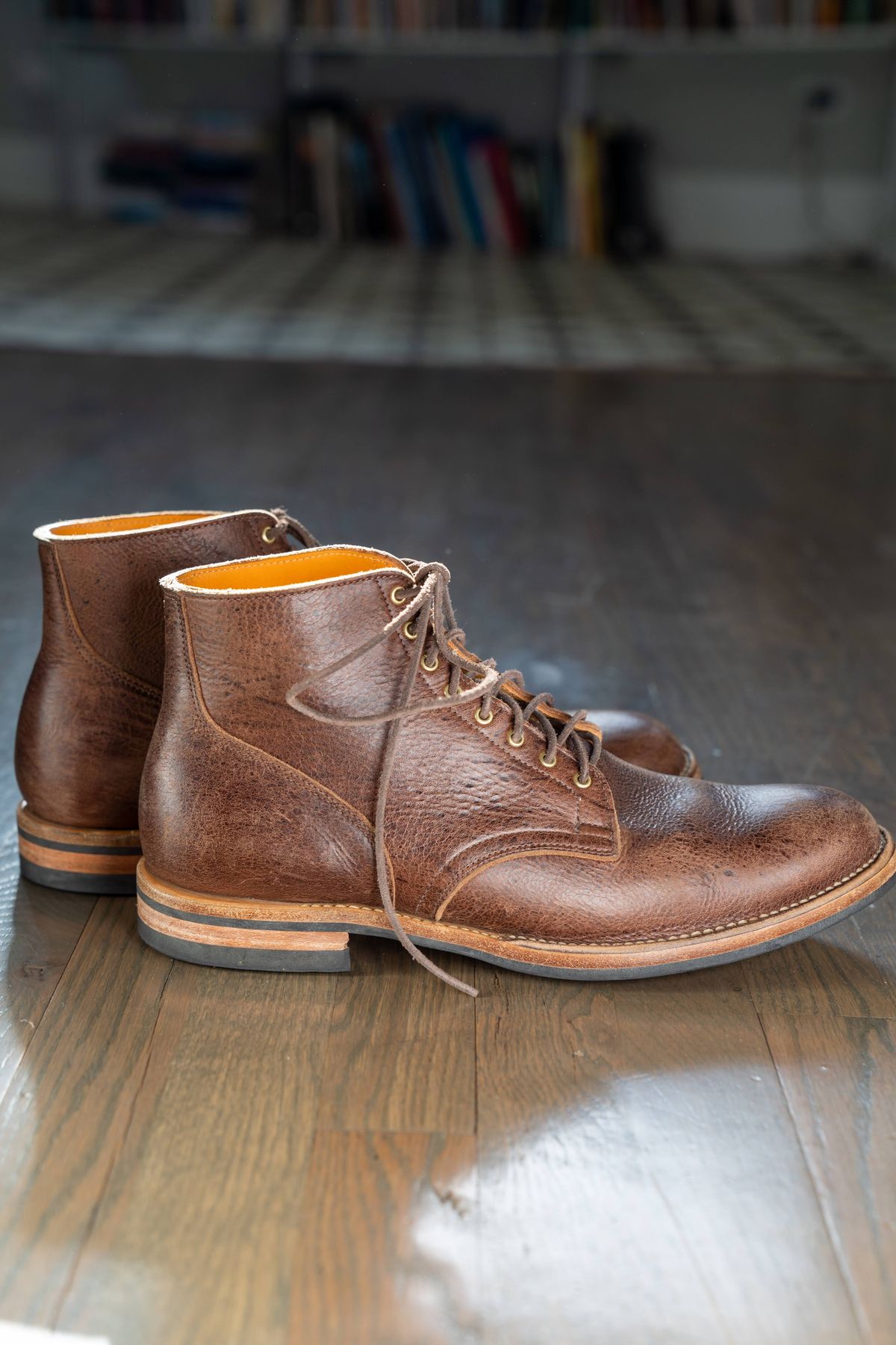 Photo by varnu on November 2, 2024 of the Viberg Service Boot in C.F. Stead Snuff Naked Kudu.