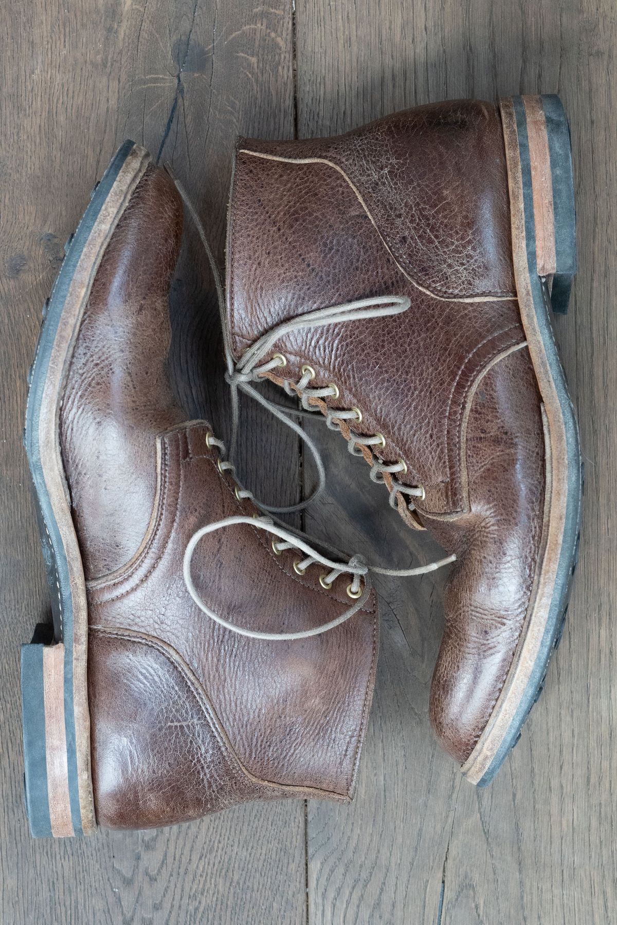 Photo by varnu on March 1, 2025 of the Viberg Service Boot in C.F. Stead Snuff Naked Kudu.