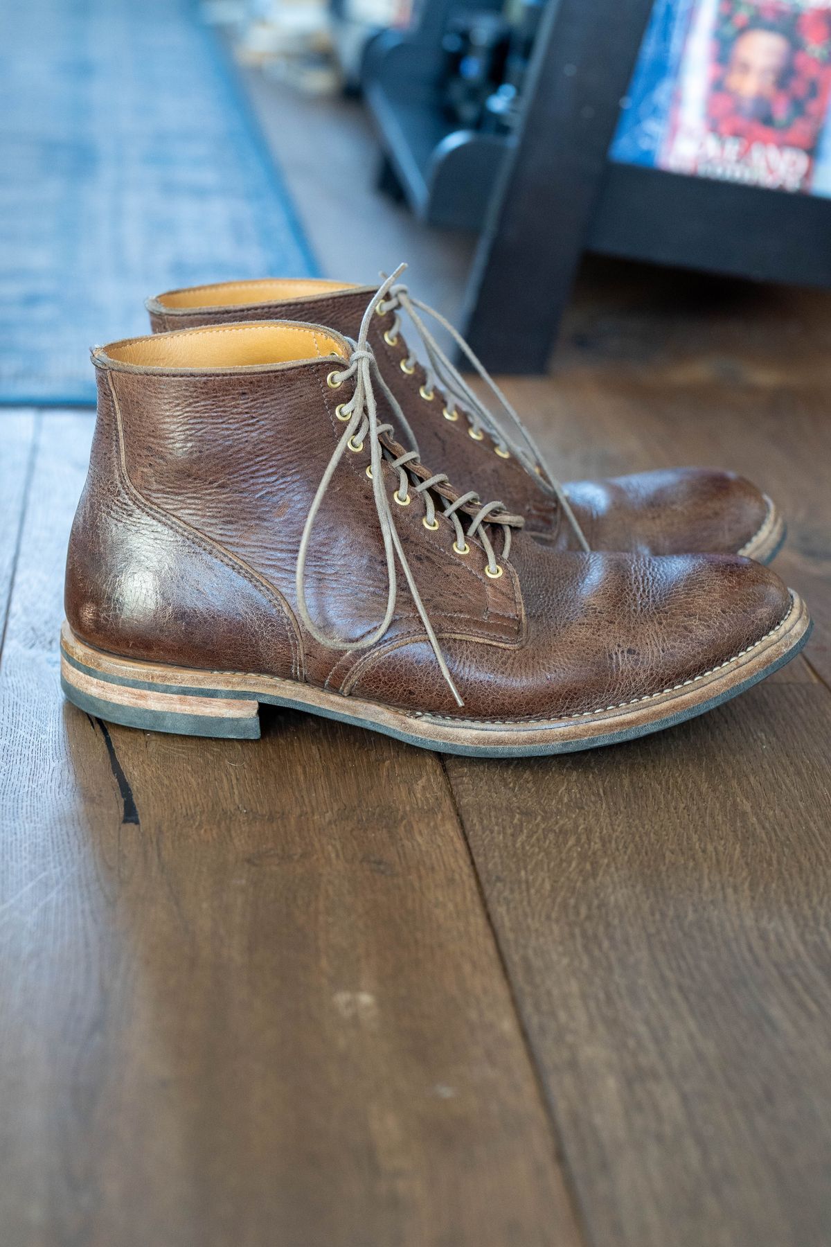 Photo by varnu on March 1, 2025 of the Viberg Service Boot in C.F. Stead Snuff Naked Kudu.