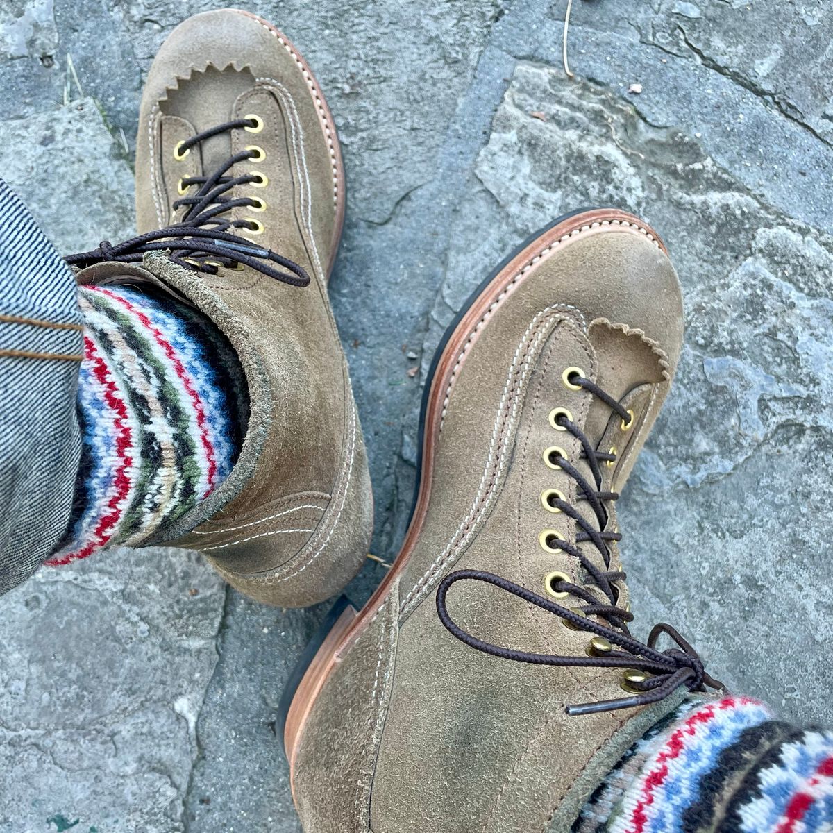 Photo by leumas on November 25, 2023 of the John Lofgren Donkey Puncher Boots in Horween Natural Chromexcel Roughout.