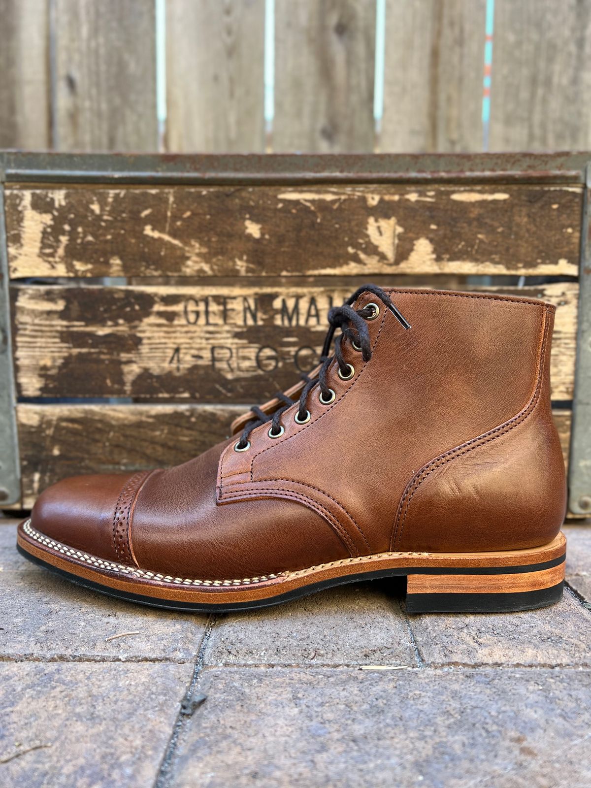 Photo by Nerdin.with.Boots on September 28, 2022 of the Viberg Service Boot BCT in Horween Mocha Vintage.