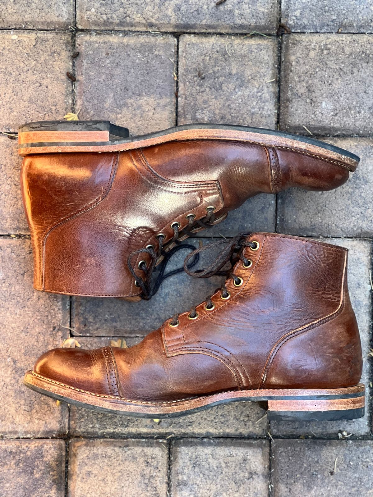 Photo by Nerdin.with.Boots on November 2, 2022 of the Viberg Service Boot BCT in Horween Mocha Vintage.