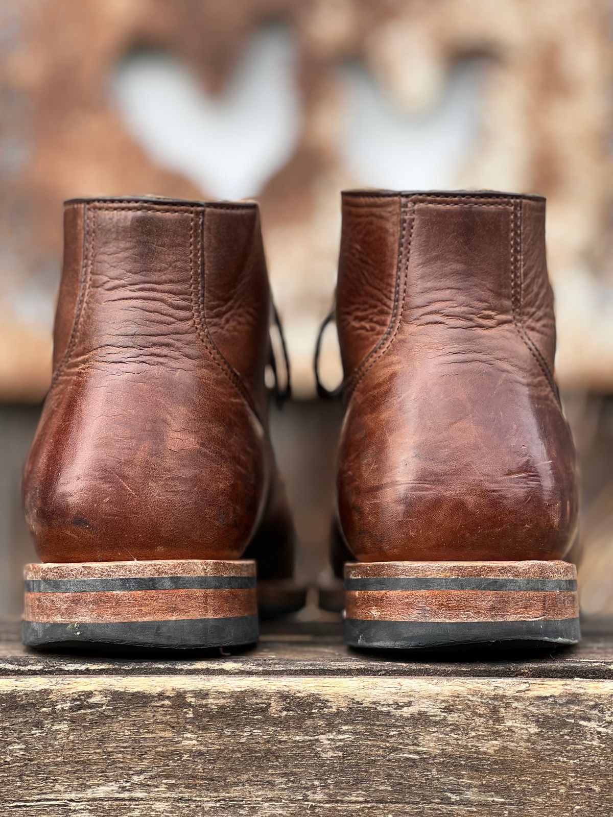 Photo by Nerdin.with.Boots on January 1, 2023 of the Viberg Service Boot BCT in Horween Mocha Vintage.