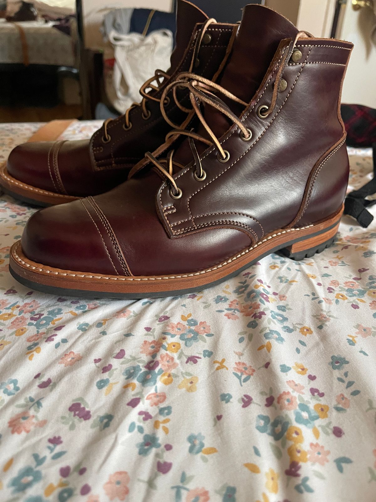 Photo by MRivera4396 on November 16, 2024 of the Truman Cap Toe Boot in Seidel Oxblood Double Shot.