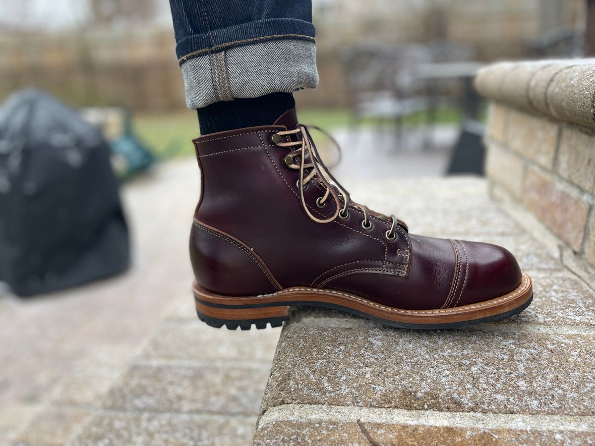 Photo by MRivera4396 on January 6, 2025 of the Truman Cap Toe Boot in Seidel Oxblood Double Shot.