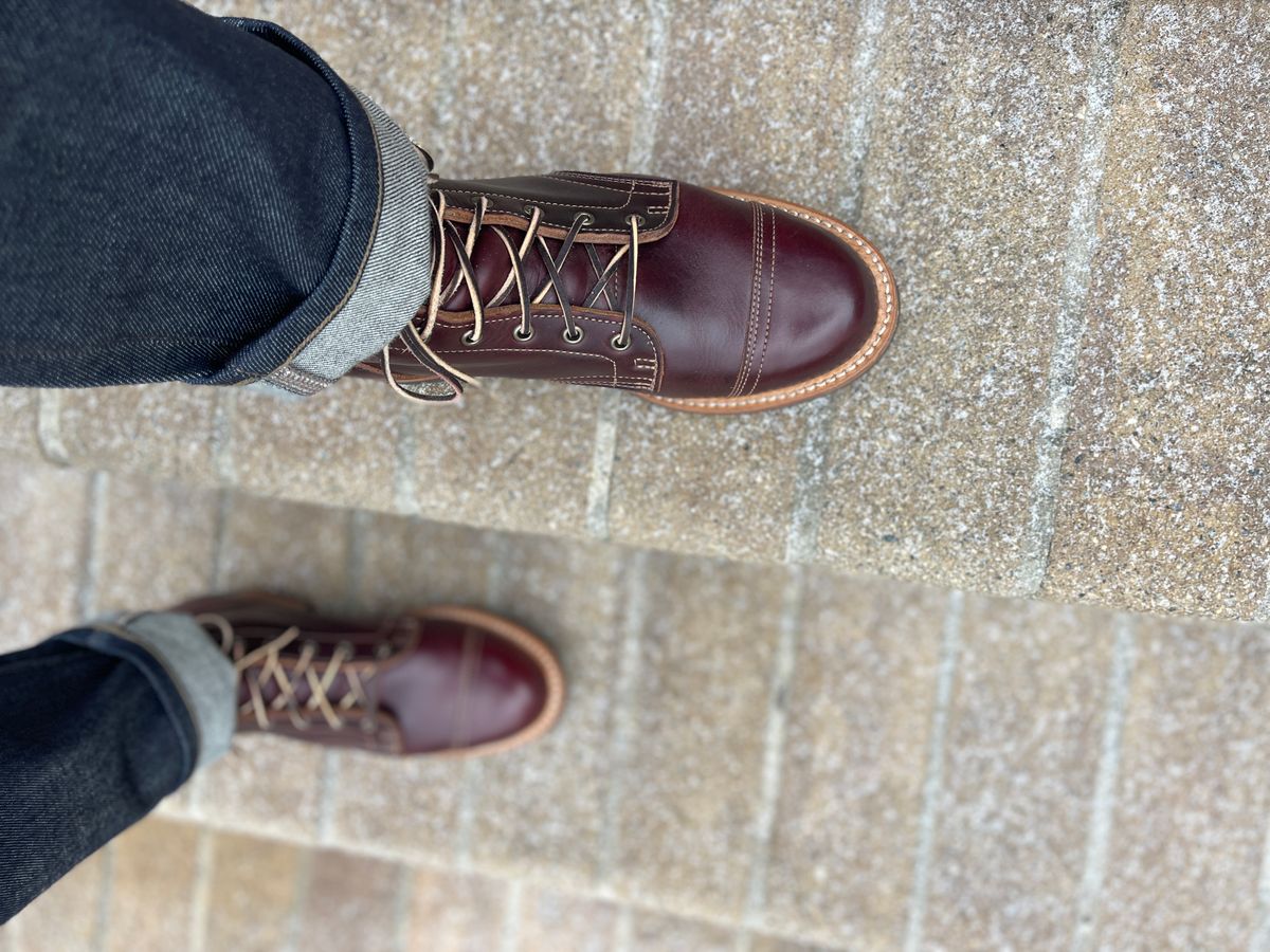 Photo by MRivera4396 on January 6, 2025 of the Truman Cap Toe Boot in Seidel Oxblood Double Shot.