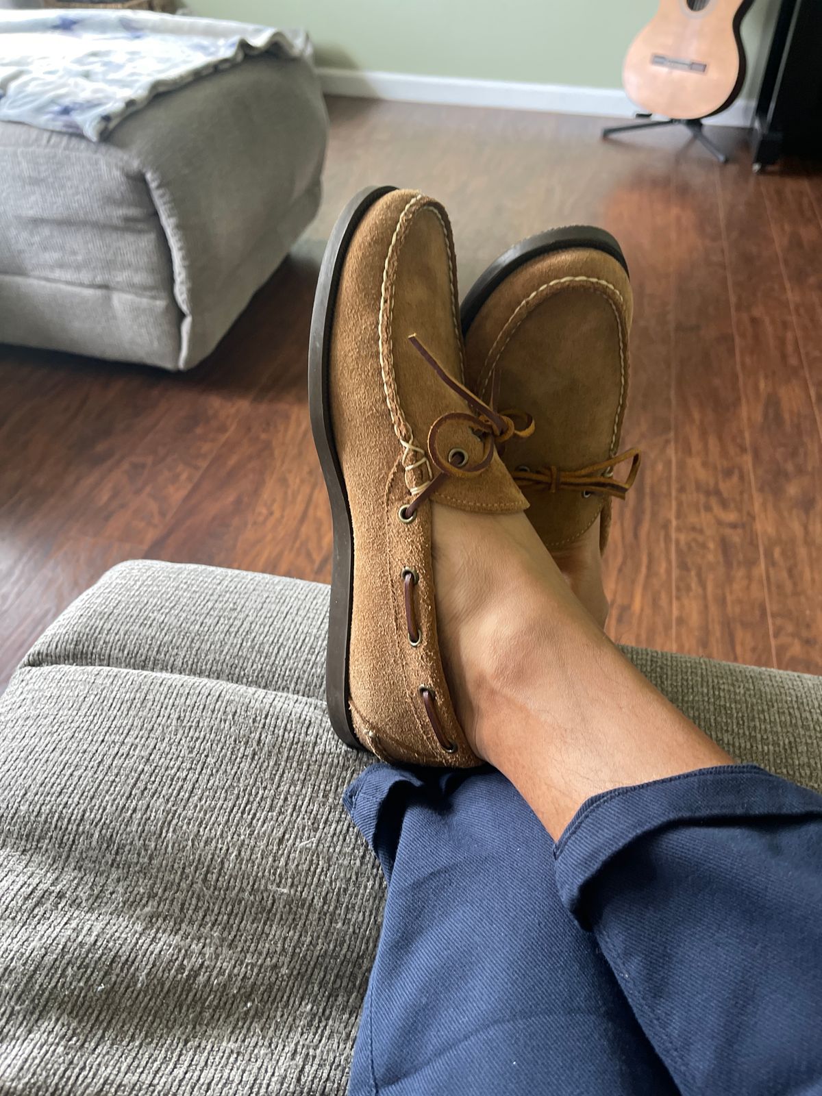 Photo by MRivera4396 on July 29, 2024 of the Oak Street Bootmakers Camp Moc in Horween Natural Chromexcel Roughout.