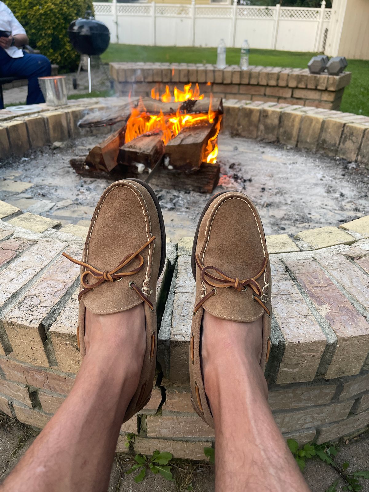 Photo by MRivera4396 on July 5, 2025 of the Oak Street Bootmakers Camp Moc in Horween Natural Chromexcel Roughout.