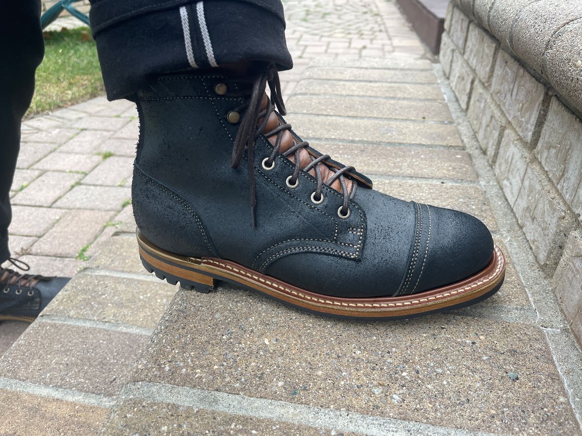 Photo by MRivera4396 on January 1, 2025 of the Truman Cap Toe Boot in Black Oiled Roughout.