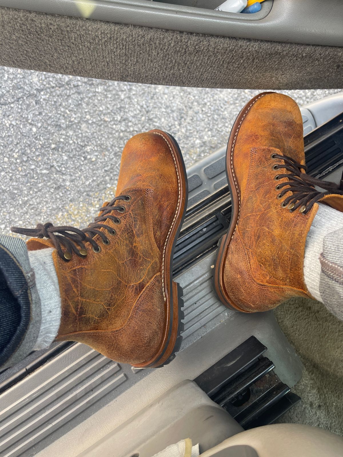 Photo by MRivera4396 on March 4, 2025 of the Truman Plain Toe Boot in C.F. Stead Coach Rambler.