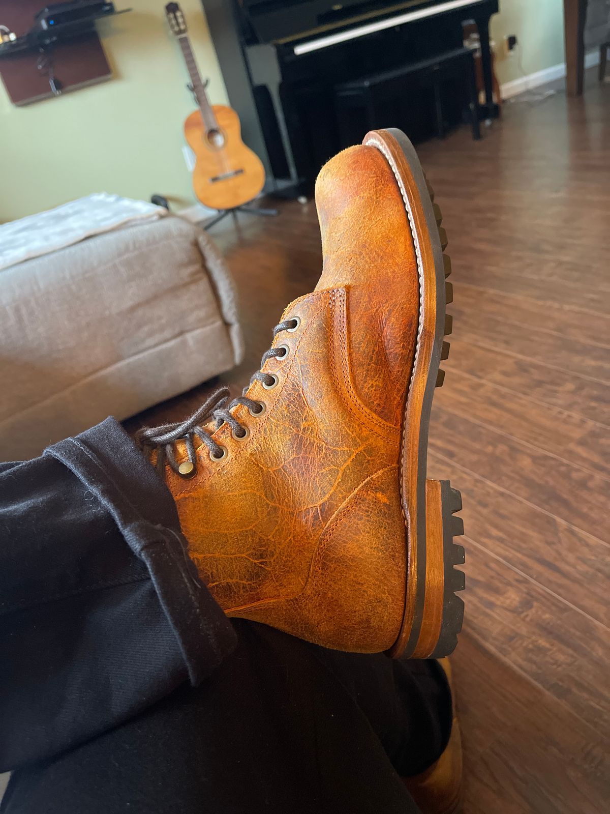 Photo by MRivera4396 on November 21, 2025 of the Truman Plain Toe Boot in C.F. Stead Coach Rambler.
