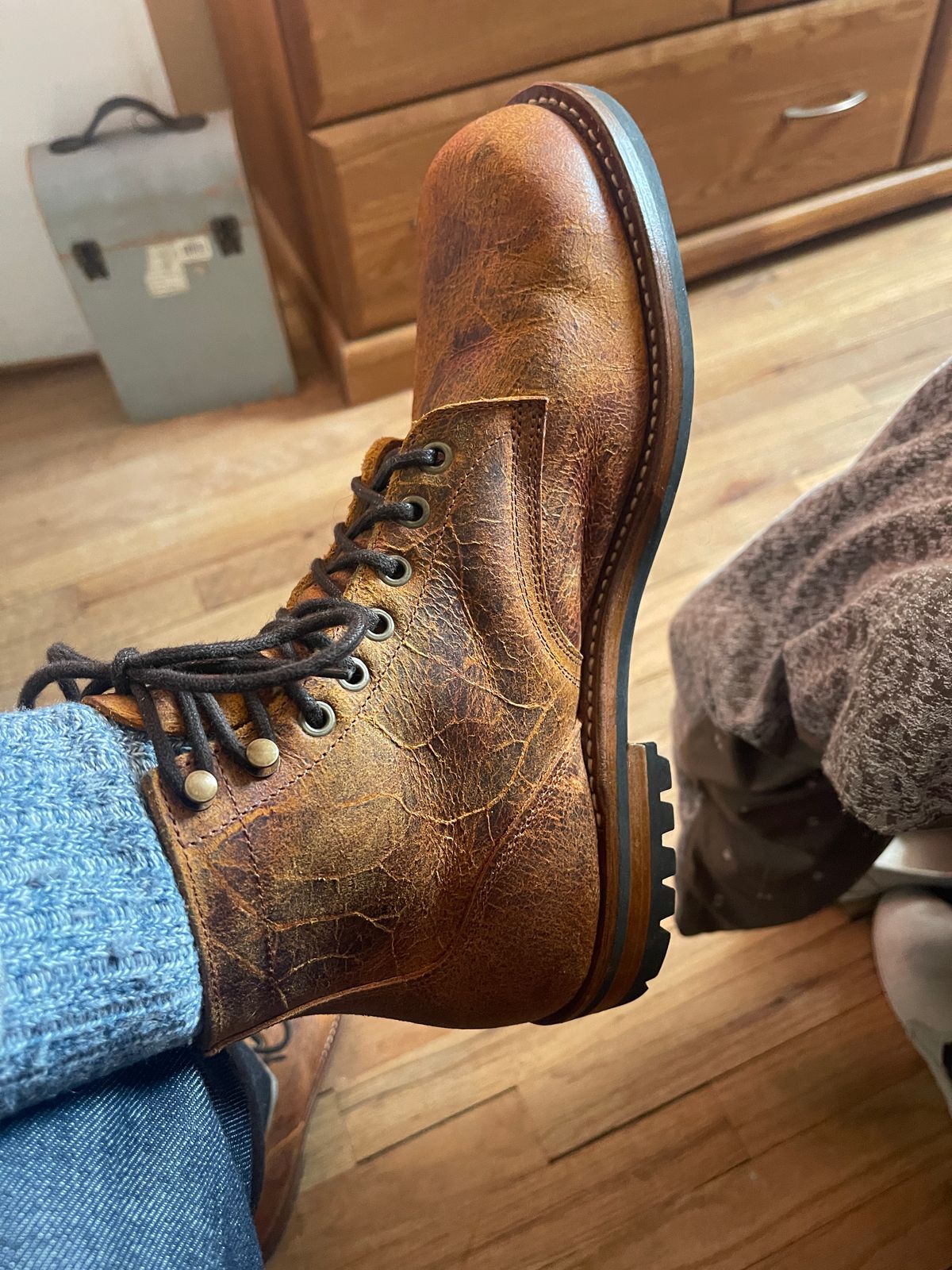 Photo by MRivera4396 on April 9, 2026 of the Truman Plain Toe Boot in C.F. Stead Coach Rambler.