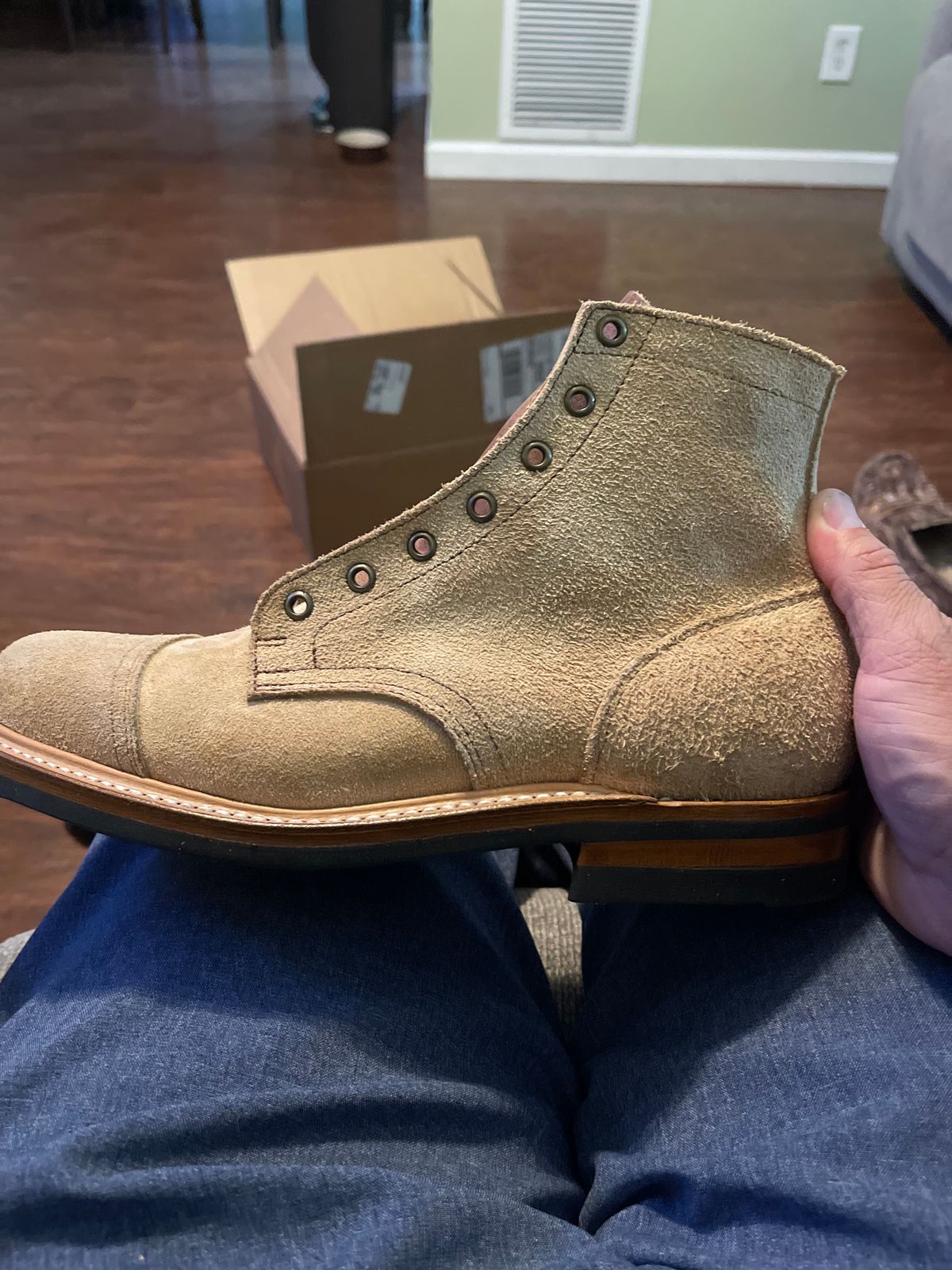 Photo by MRivera4396 on December 19, 2023 of the Truman Cap Toe Boot in Wooly Bully Roughout.