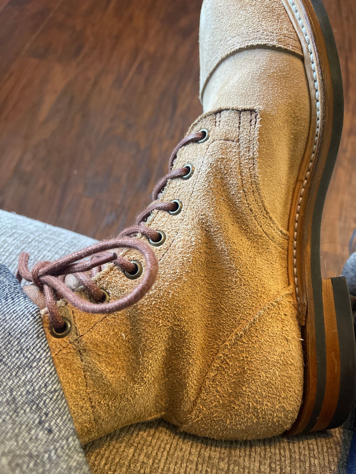 Photo by MRivera4396 on February 29, 2024 of the Truman Cap Toe Boot in Wooly Bully Roughout.