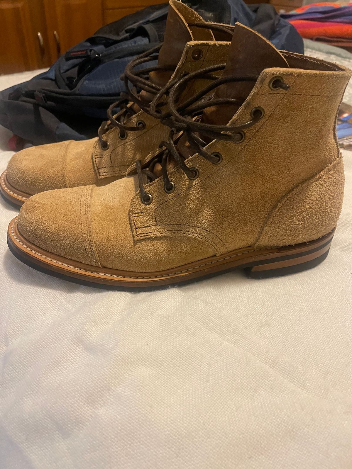 Photo by MRivera4396 on July 21, 2024 of the Truman Cap Toe Boot in Wooly Bully Roughout.