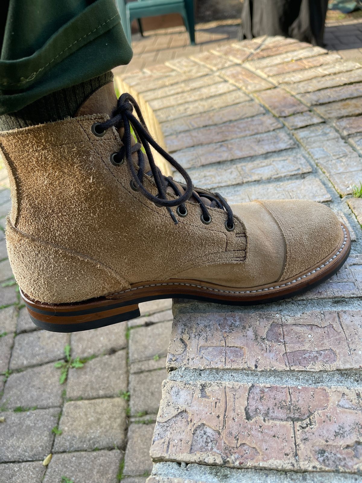 Photo by MRivera4396 on September 17, 2024 of the Truman Cap Toe Boot in Wooly Bully Roughout.