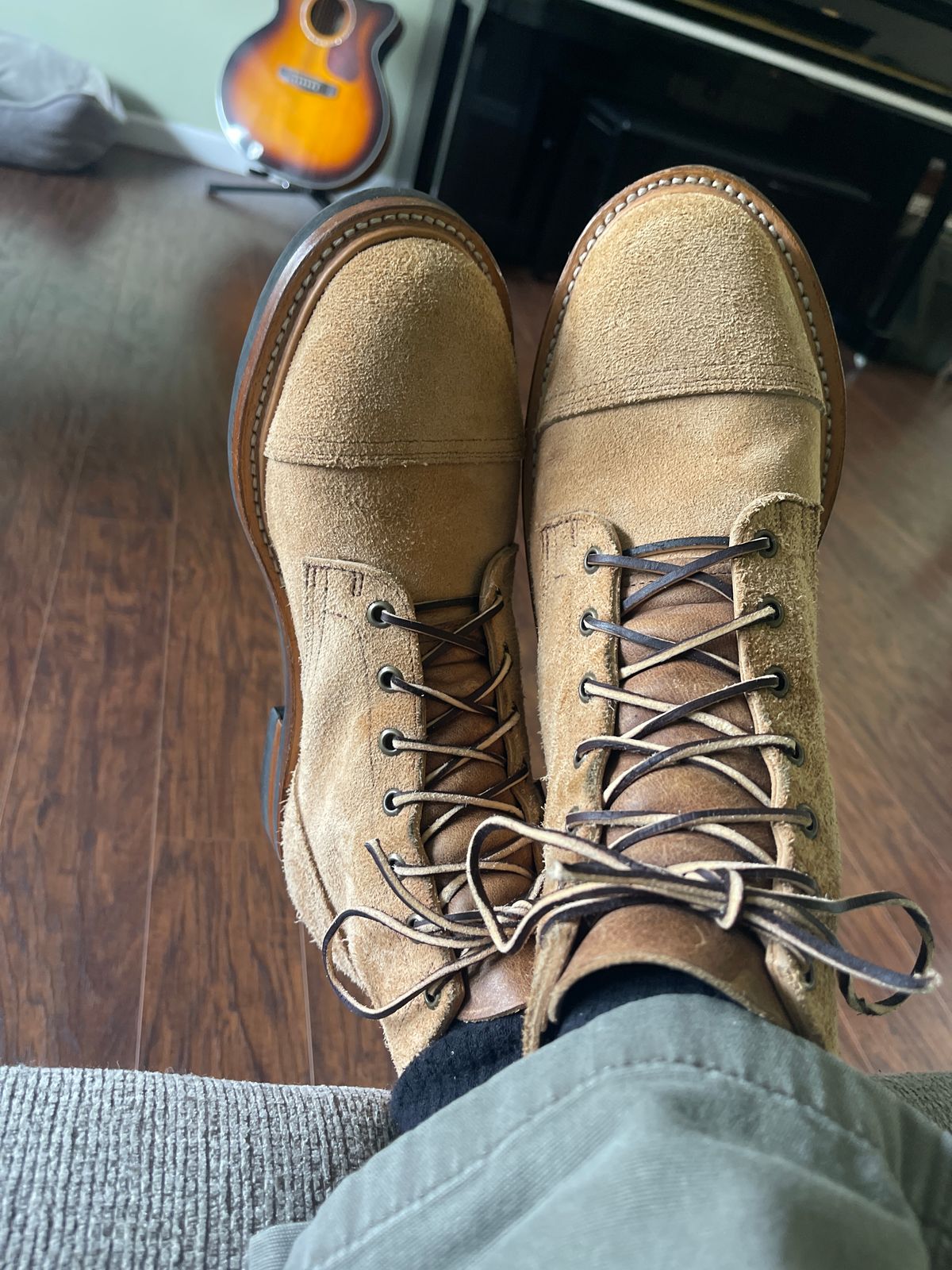 Photo by MRivera4396 on September 23, 2025 of the Truman Cap Toe Boot in Wooly Bully Roughout.