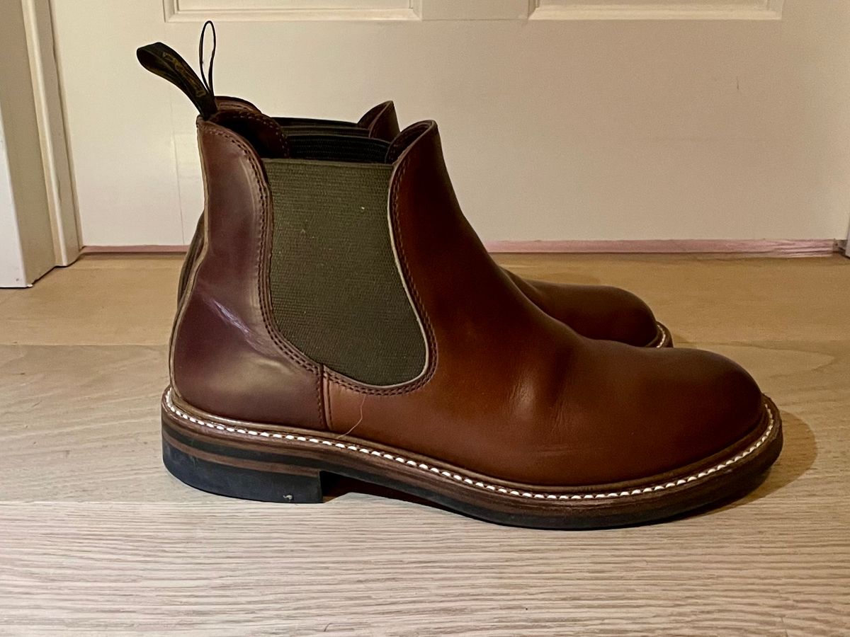 Photo by ELP on December 6, 2023 of the John Lofgren Chelsea Boots in Horween Timber Chromexcel.