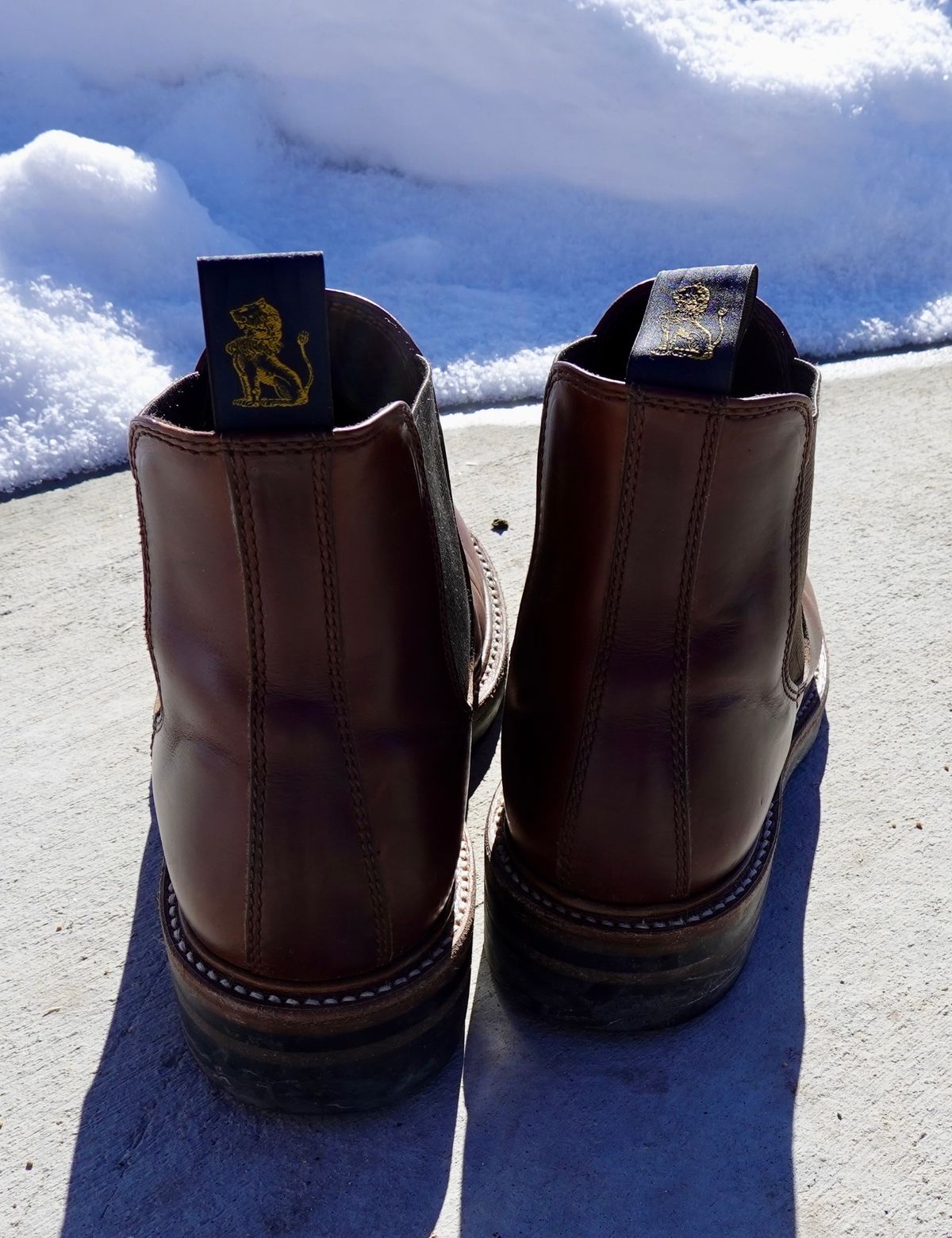 Photo by ELP on February 4, 2024 of the John Lofgren Chelsea Boots in Horween Timber Chromexcel.