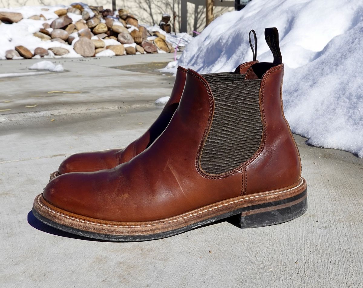 Photo by ELP on February 4, 2024 of the John Lofgren Chelsea Boots in Horween Timber Chromexcel.