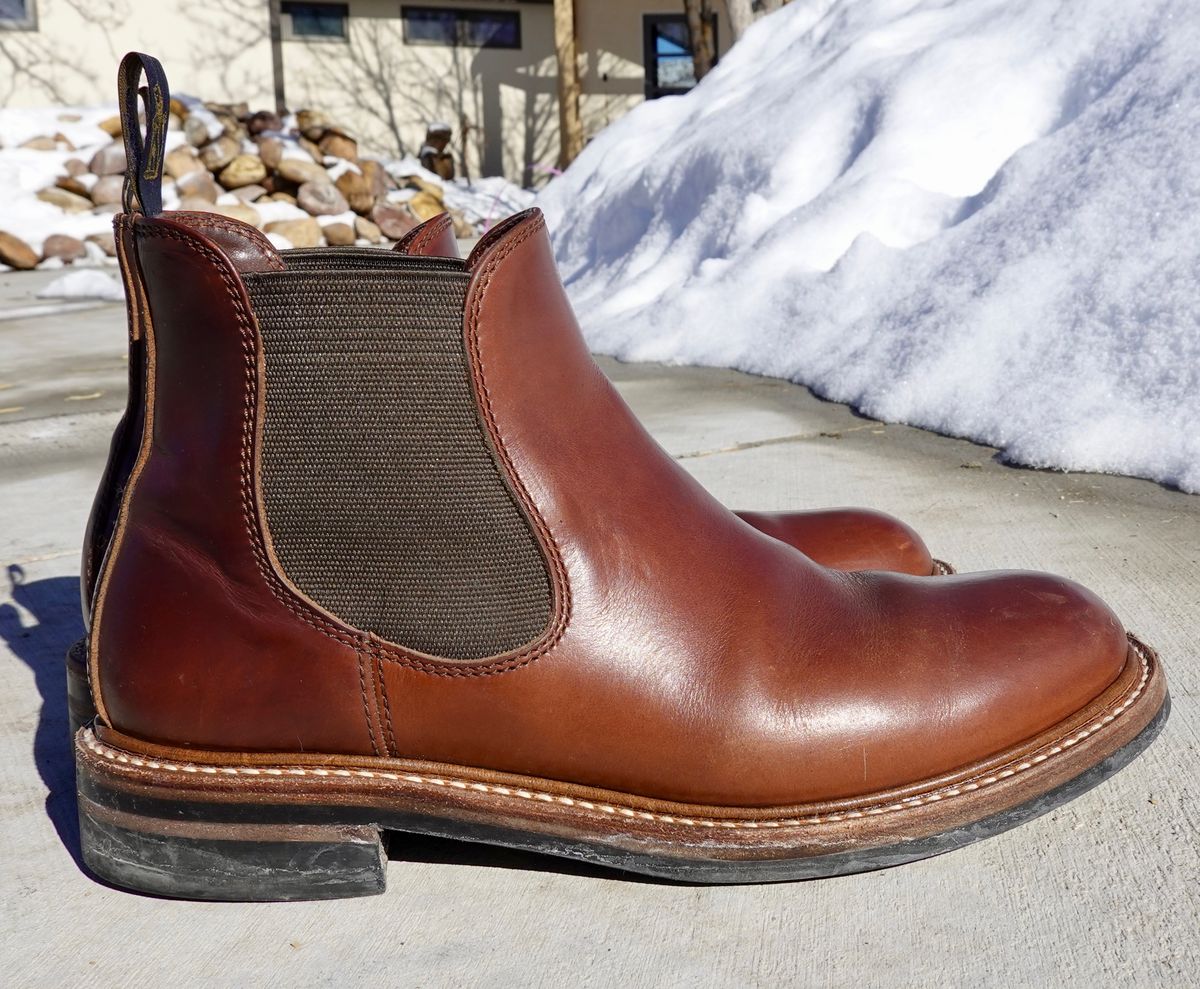Photo by ELP on February 4, 2024 of the John Lofgren Chelsea Boots in Horween Timber Chromexcel.