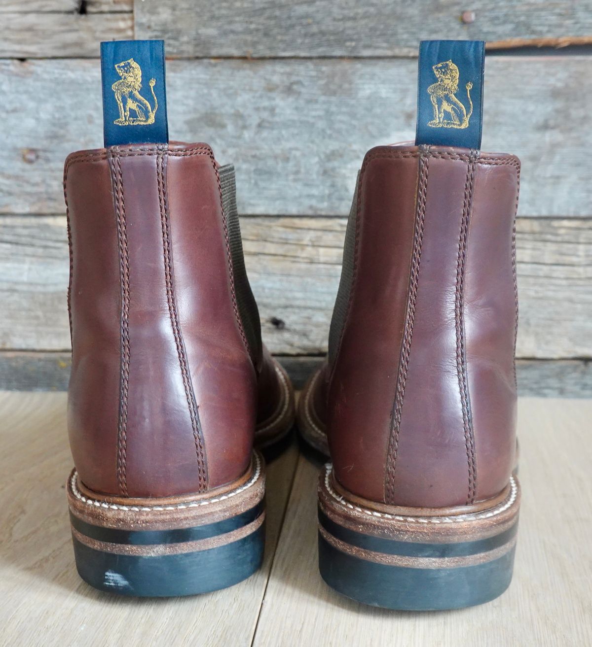 Photo by ELP on April 5, 2024 of the John Lofgren Chelsea Boots in Horween Timber Chromexcel.