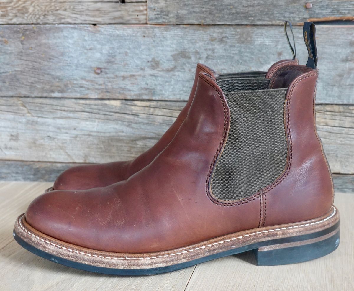 Photo by ELP on April 5, 2024 of the John Lofgren Chelsea Boots in Horween Timber Chromexcel.