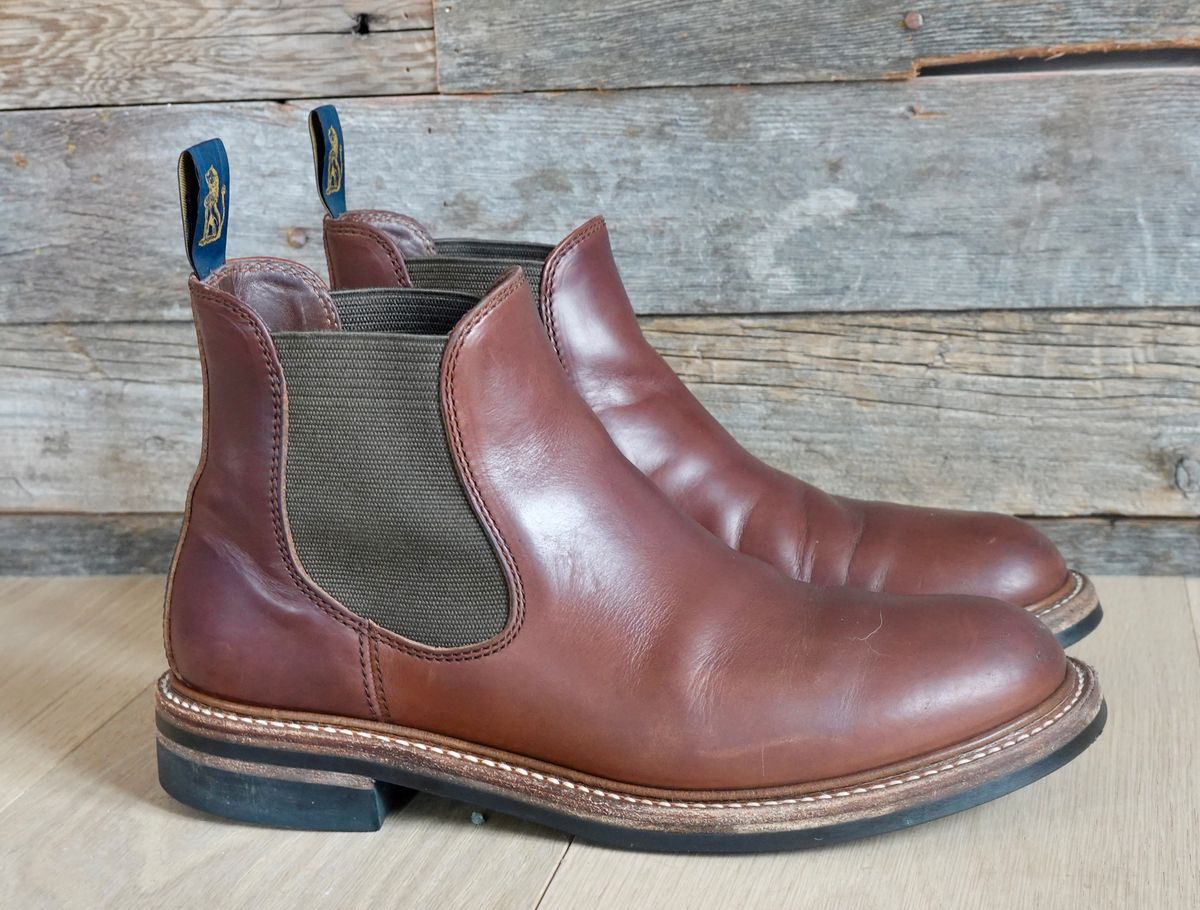 Photo by ELP on April 5, 2024 of the John Lofgren Chelsea Boots in Horween Timber Chromexcel.