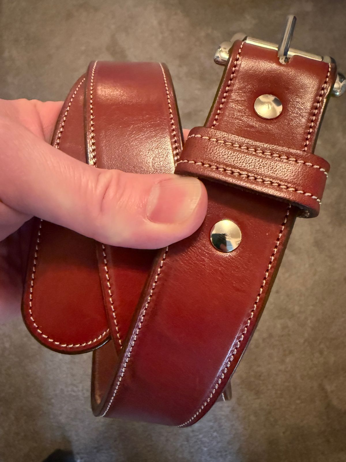 Photo by burrinboots on April 4, 2026 of the Hanks Belts The Canyon in English Bridle.