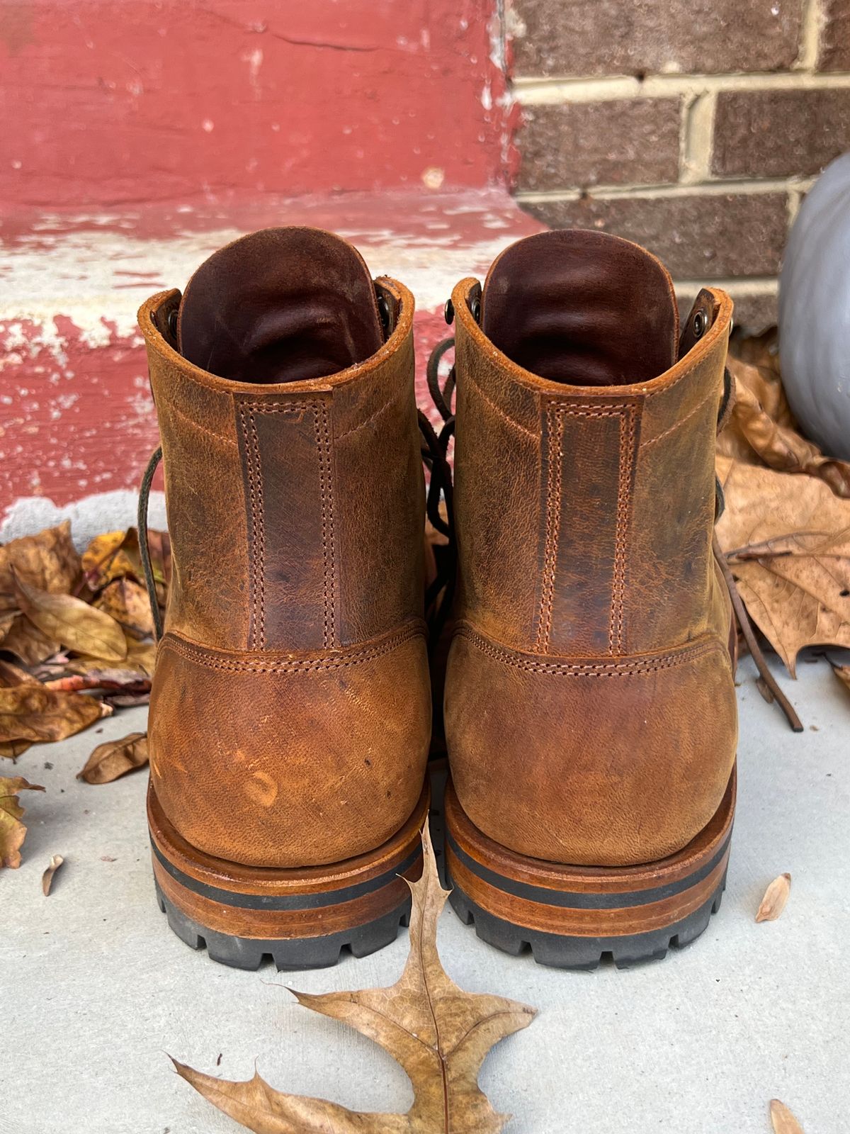 Photo by burrinboots on November 2, 2024 of the Truman Cap Toe Boot in Gallun Cognac Teton Stag.