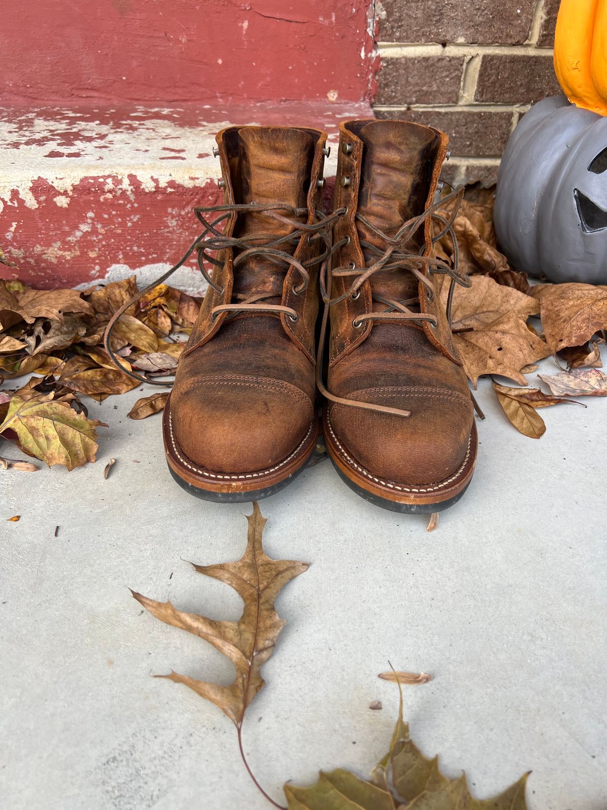 Photo by burrinboots on November 2, 2024 of the Truman Cap Toe Boot in Gallun Cognac Teton Stag.