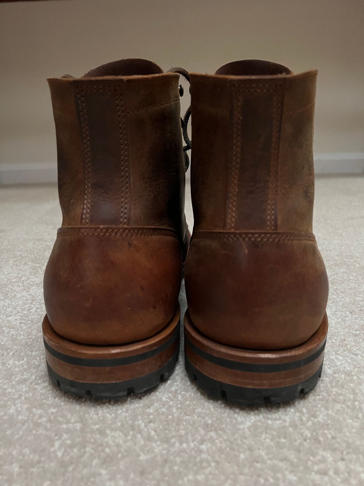 Photo by burrinboots on February 5, 2025 of the Truman Cap Toe Boot in Gallun Cognac Teton Stag.