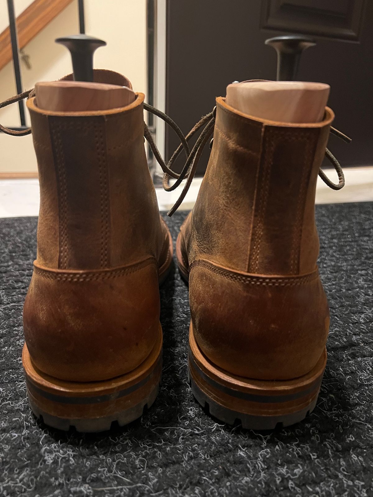 Photo by burrinboots on April 2, 2025 of the Truman Cap Toe Boot in Gallun Cognac Teton Stag.
