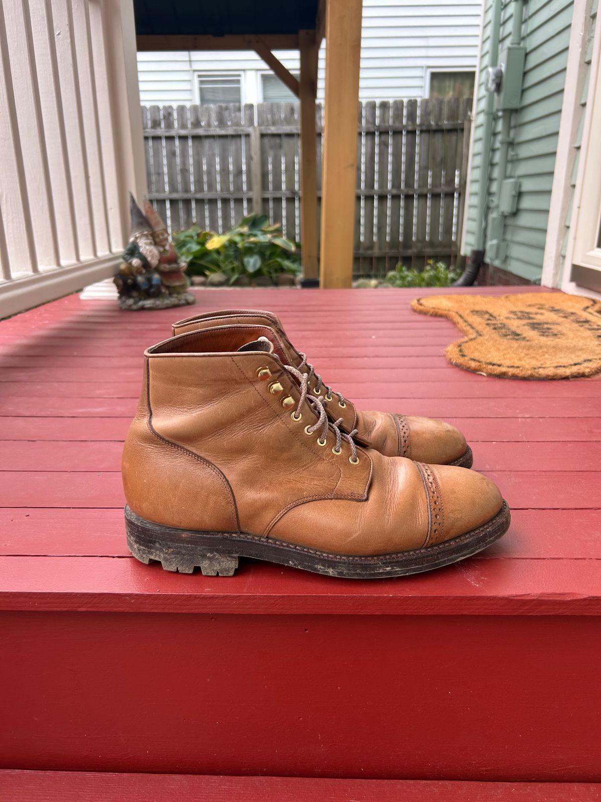 Photo by RedBeardBlueJeans on November 3, 2025 of the Grant Stone Garrison Boot in Horween Natural Chromexcel.