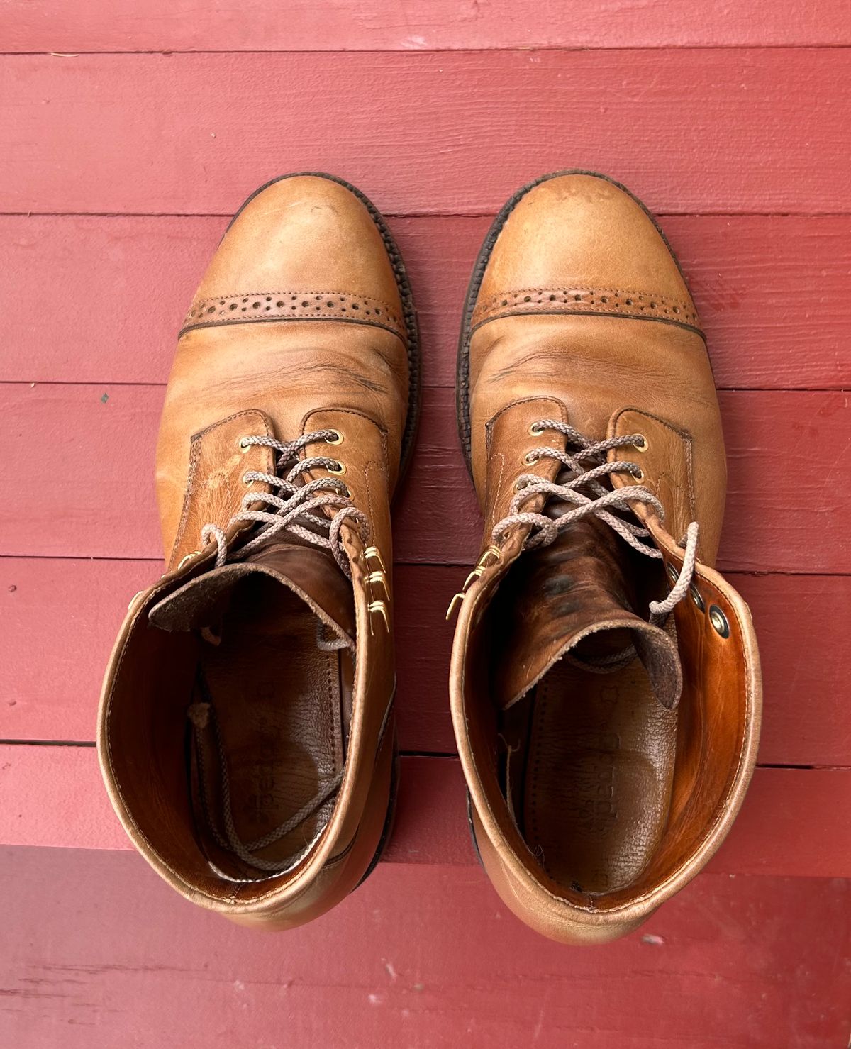 Photo by RedBeardBlueJeans on November 3, 2025 of the Grant Stone Garrison Boot in Horween Natural Chromexcel.
