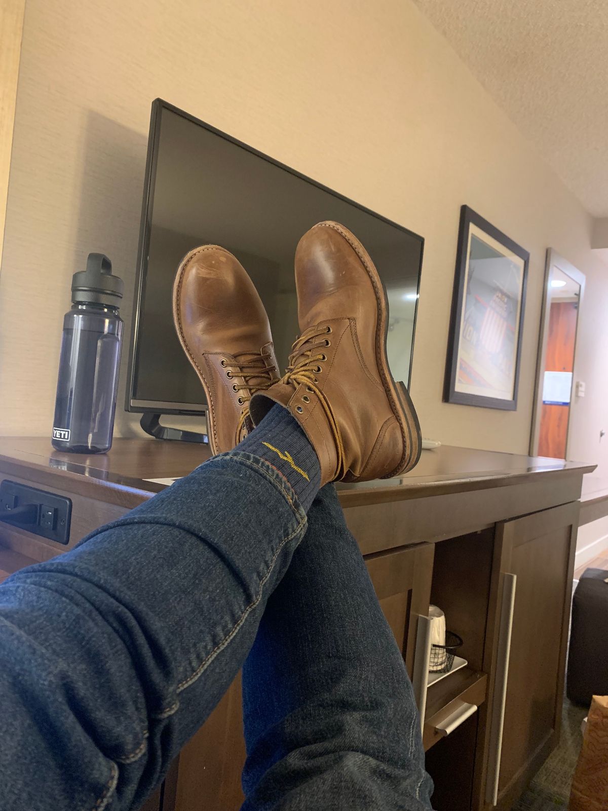 Photo by SharkBaitHooHaHA on December 6, 2023 of the Oak Street Bootmakers Trench Boot in Horween Natural Chromexcel.