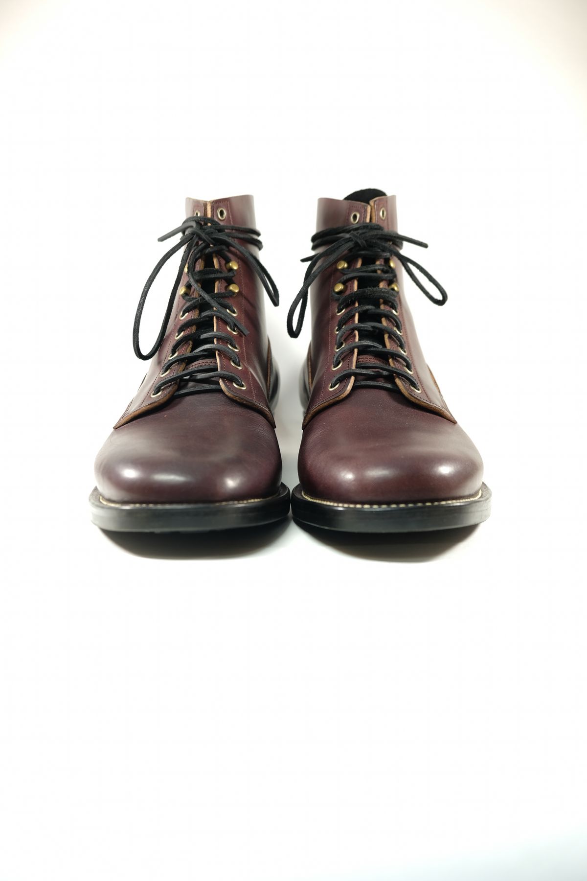 Photo by morosoleatherworks on October 1, 2025 of the NF Bootmaker Fritz Boot in Wickett & Craig Burgundy Burnt Harness.