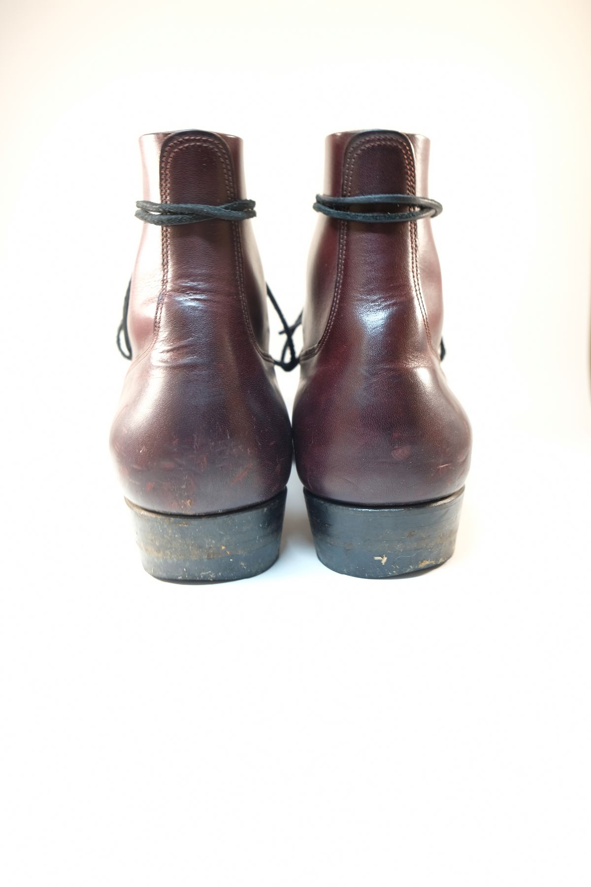 Photo by morosoleatherworks on November 4, 2025 of the NF Bootmaker Fritz Boot in Wickett & Craig Burgundy Burnt Harness.