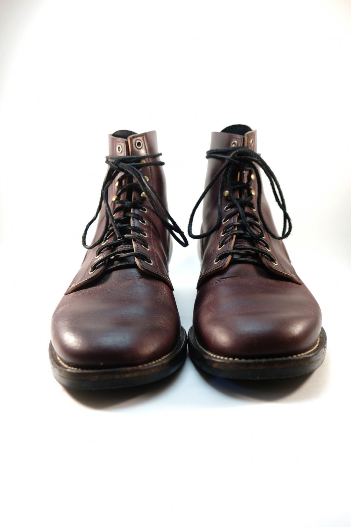 Photo by morosoleatherworks on November 4, 2025 of the NF Bootmaker Fritz Boot in Wickett & Craig Burgundy Burnt Harness.